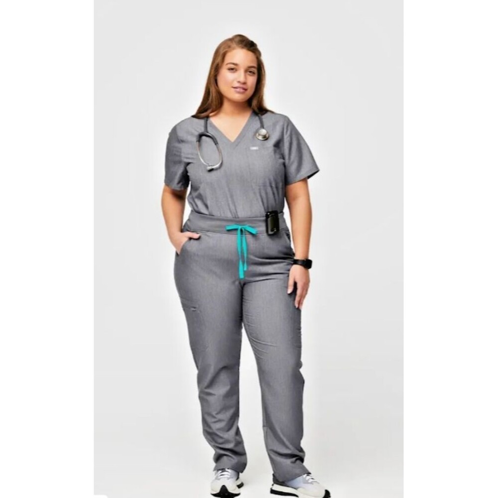 FIGS High Waisted Yola Skinny Scrub Pants GRAPHITE XL EUC UNIFORM NURSE MEDICAL